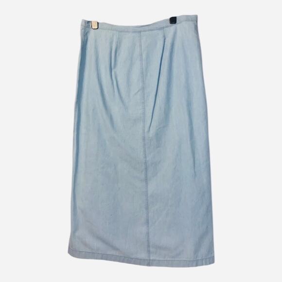 Vintage Jones New York Chambray Denim Midi Skirt 16 100% Cotton Light Wash - Picture 7 of 8